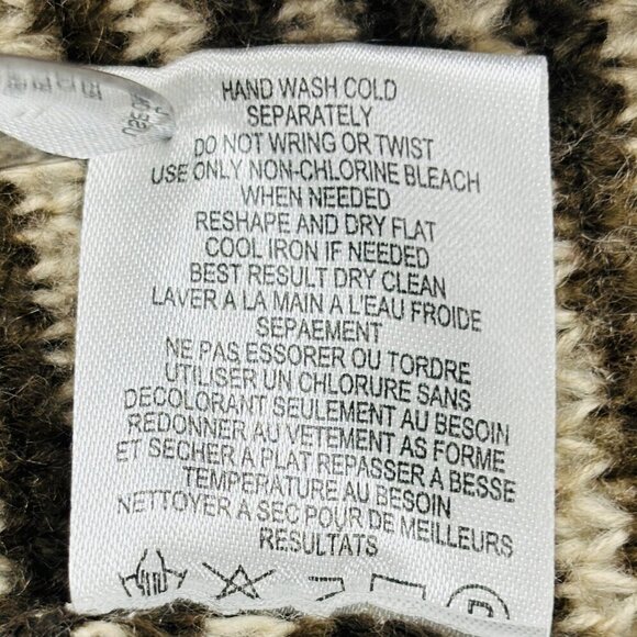 Pink Rose Acrylic Open Front Cardigan Size Medium  Brown Cream Striped Knit - Picture 5 of 8